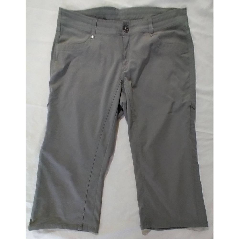 KUHL Size 10 Grey Capri Pockets Drawstring Nylon Hiking Outdoor Cropped